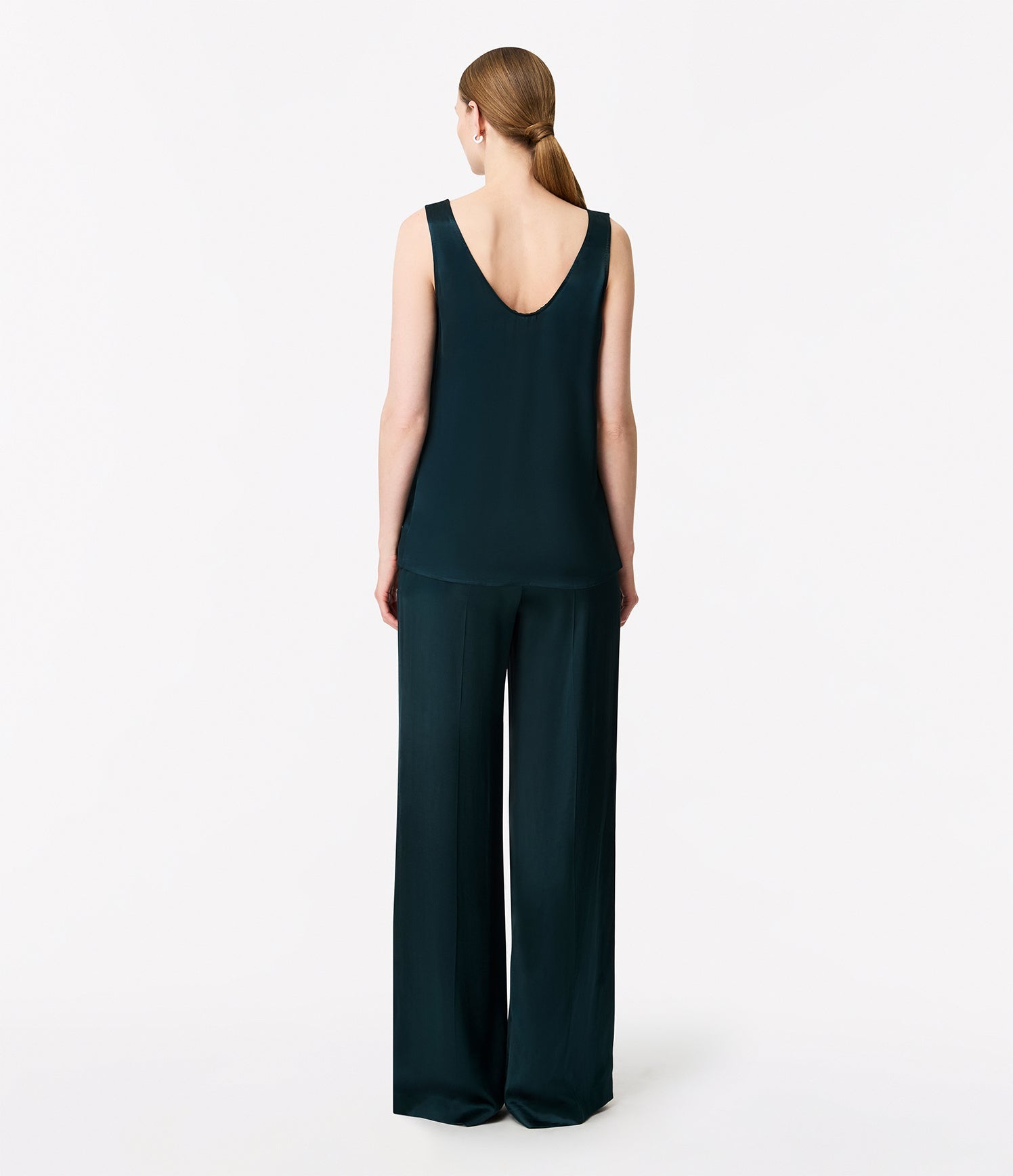Another Tomorrow Tank Blouse in Juniper – Satin Women's Top