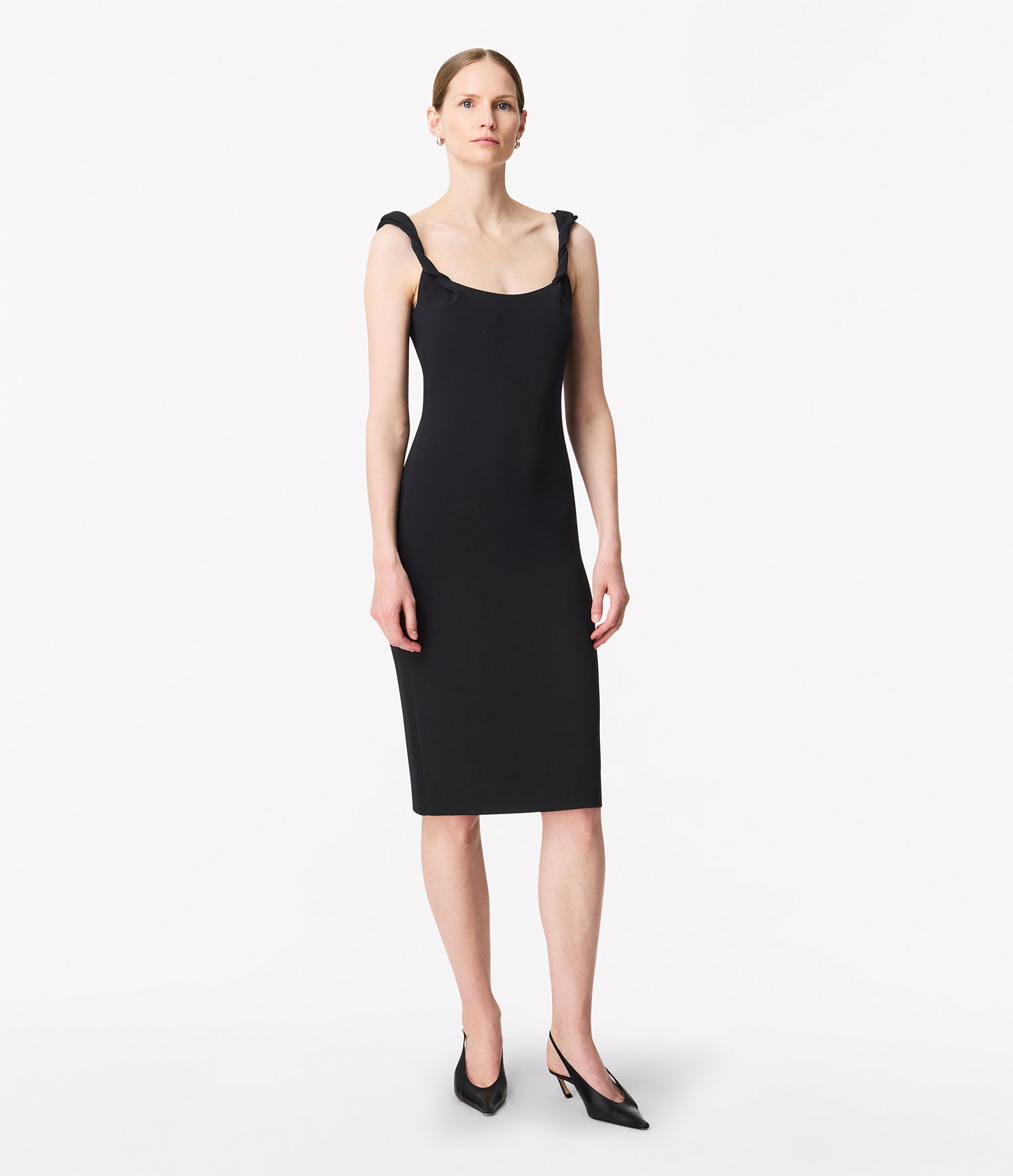 Another Tomorrow Twist Bias Dress in Black – Crêpe Women's Dress