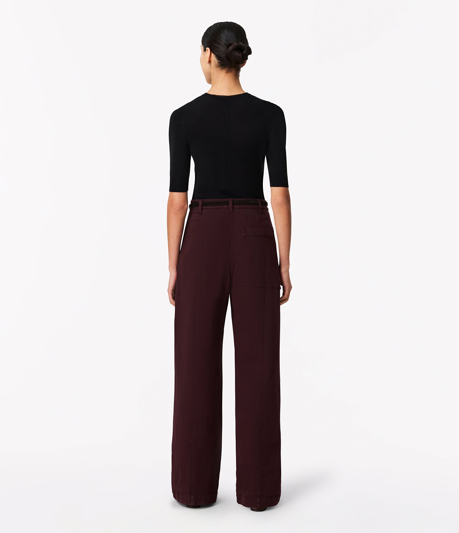 Another Tomorrow Workwear Pant in Overdye Plum – Denim Women's Trousers