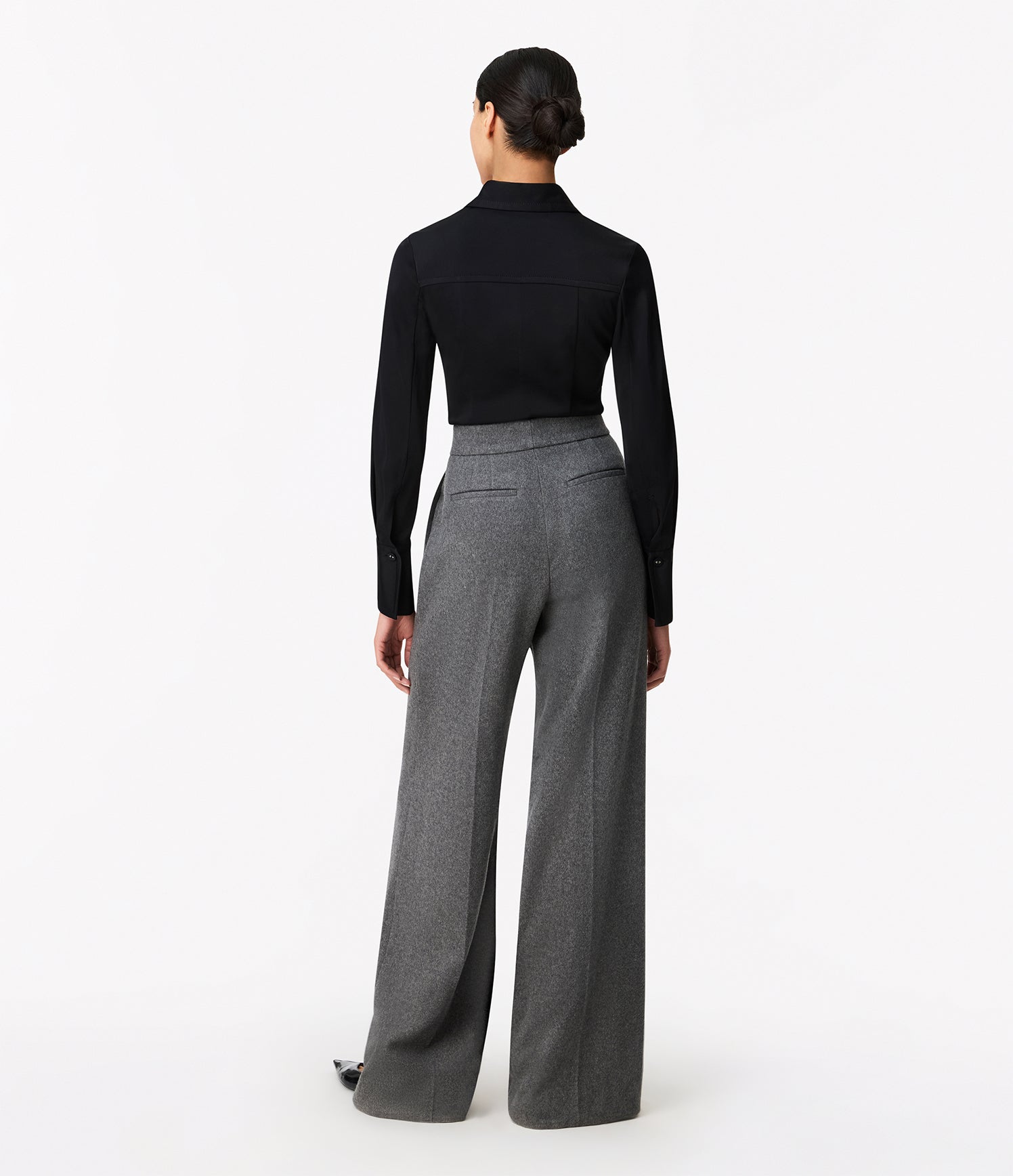 Another Tomorrow Bias Seamed Shirt in Black – Viscose Women's Top
