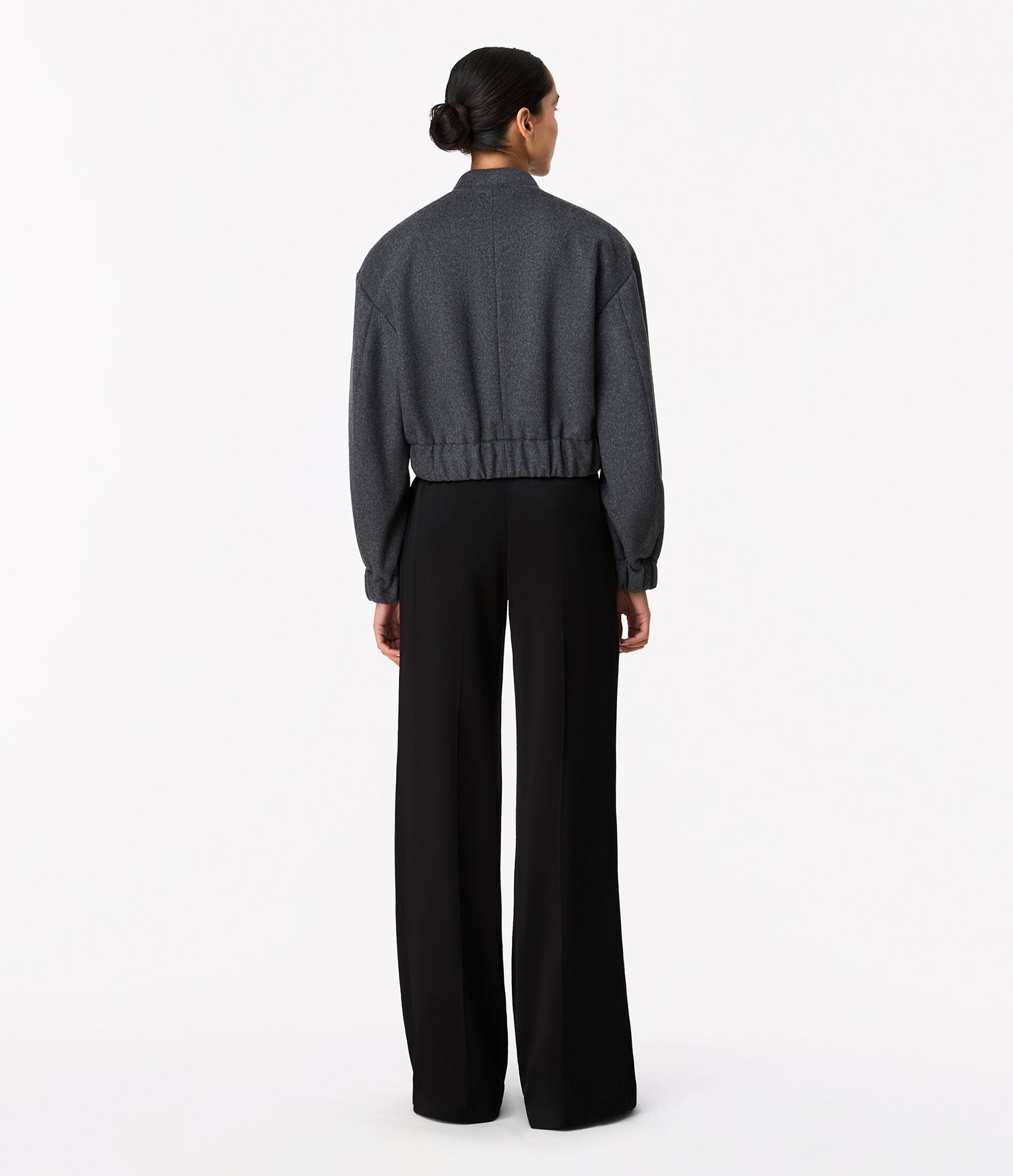 Another Tomorrow Wool Bomber Jacket in Light Grey Melange – Wool Women's Outerwear