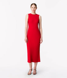 Another Tomorrow Cowl Back Dress in Scarlet – Satin Women's Dress