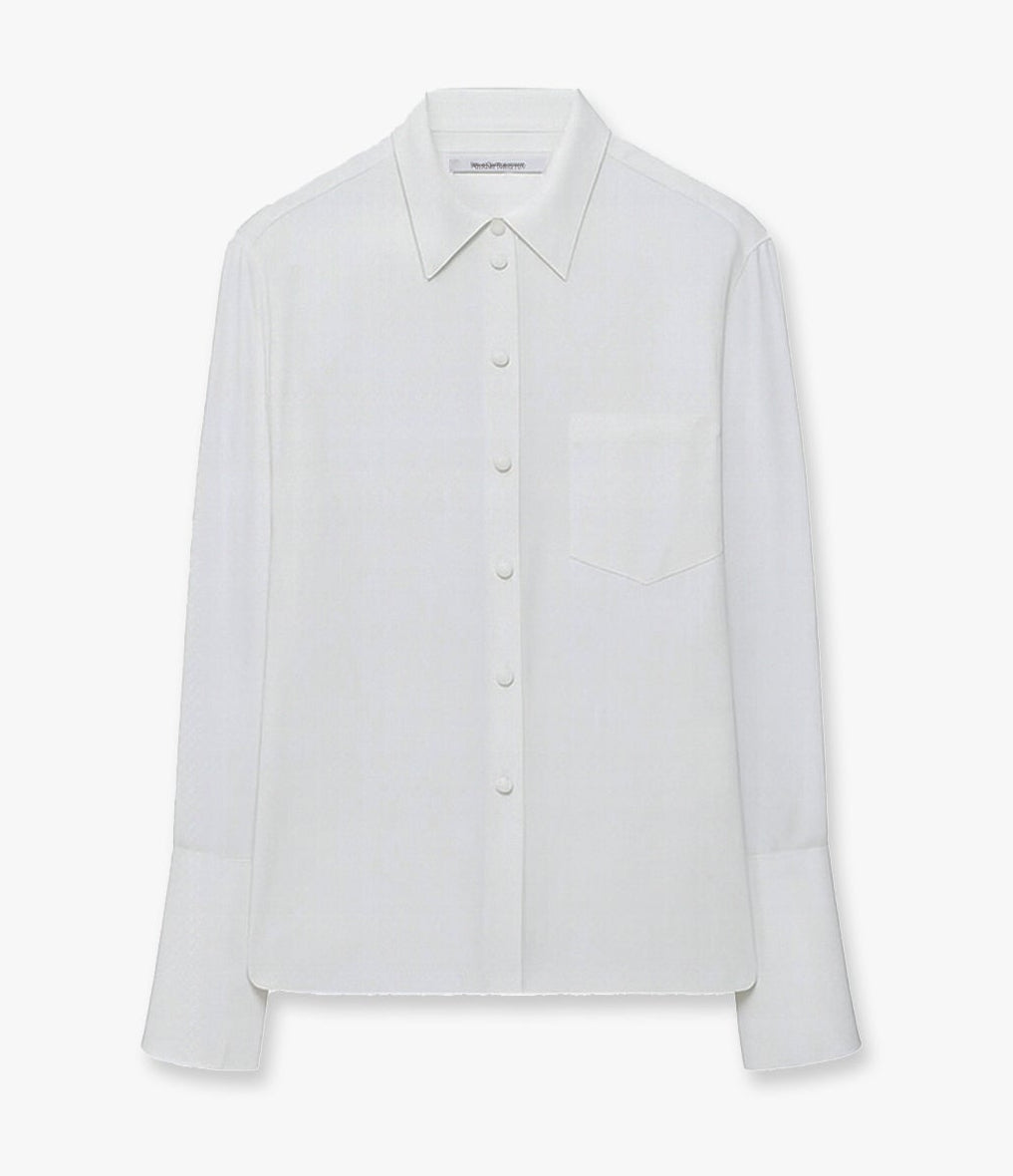 Another Tomorrow Silk Men's Shirt in Off White – Silk
