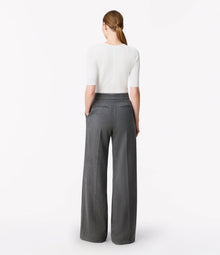 Another Tomorrow Cashmere Pleated Trouser in Medium Melange Grey – Cashmere Women's Trousers