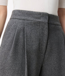 Another Tomorrow Cashmere Pleated Trouser in Medium Melange Grey – Cashmere Women's Trousers