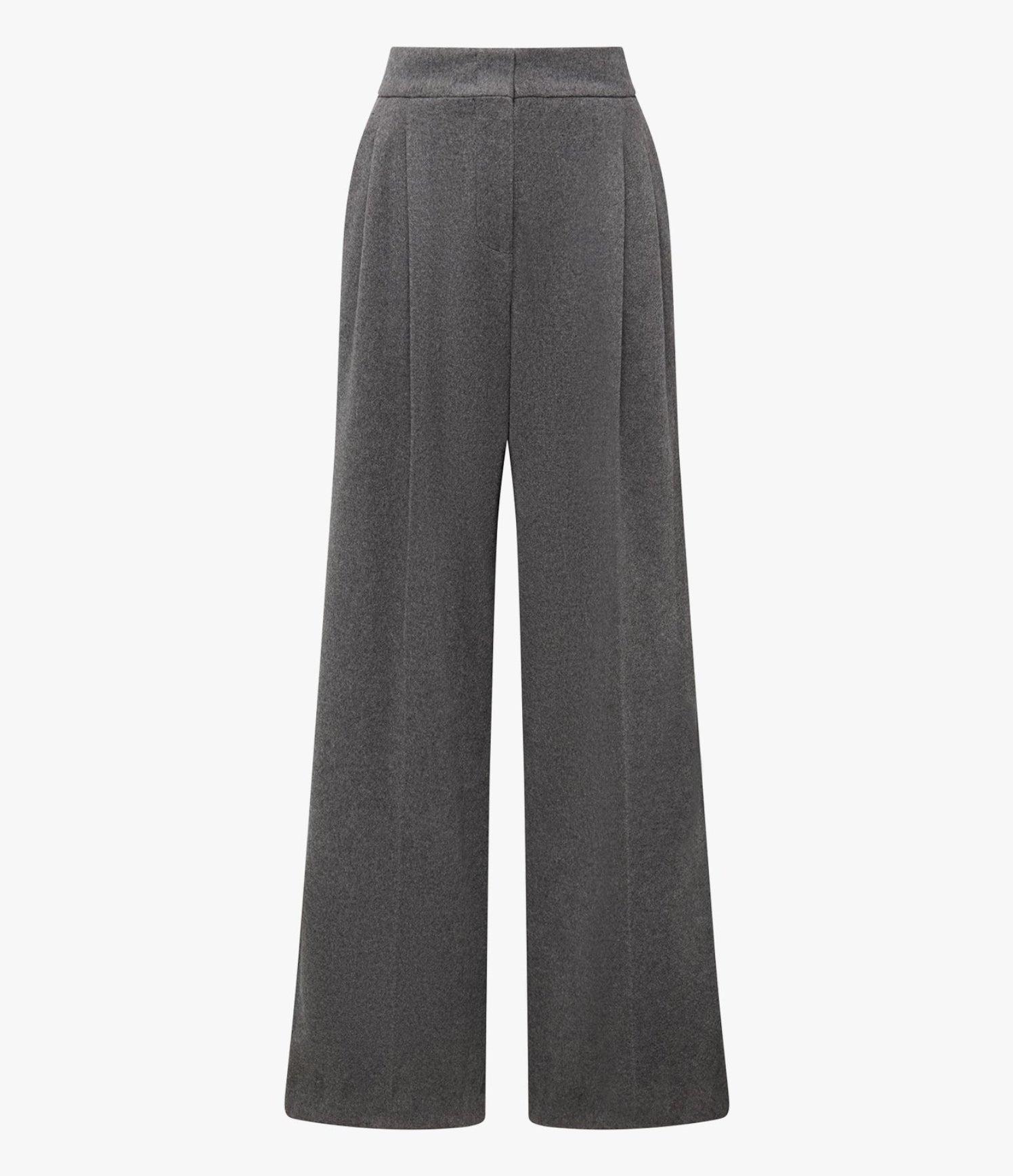Another Tomorrow Cashmere Pleated Trouser in Medium Melange Grey – Cashmere Women's Trousers