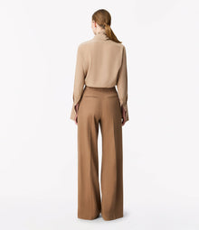 Another Tomorrow Cashmere Pleated Trouser in Camel – Cashmere Women's Trousers
