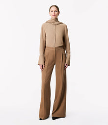 Another Tomorrow Cashmere Pleated Trouser in Camel – Cashmere Women's Trousers