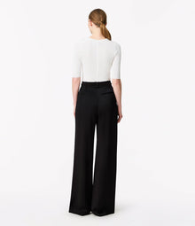Another Tomorrow Satin Pleated Trouser in Black – Satin Women's Trousers