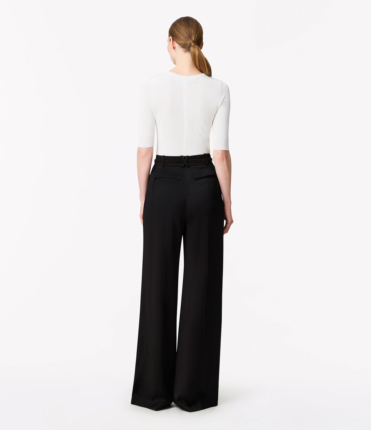 Another Tomorrow Satin Pleated Trouser in Black – Satin Women's Trousers