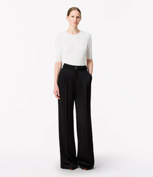 Another Tomorrow Satin Pleated Trouser in Black – Satin Women's Trousers