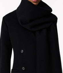 Another Tomorrow Short Scarf Coat in Black – Wool Women's Outerwear