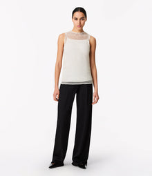 Another Tomorrow Beaded Shell in Cream – Viscose Women's Top