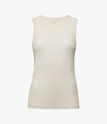 Another Tomorrow Beaded Shell in Cream – Viscose Women's Top
