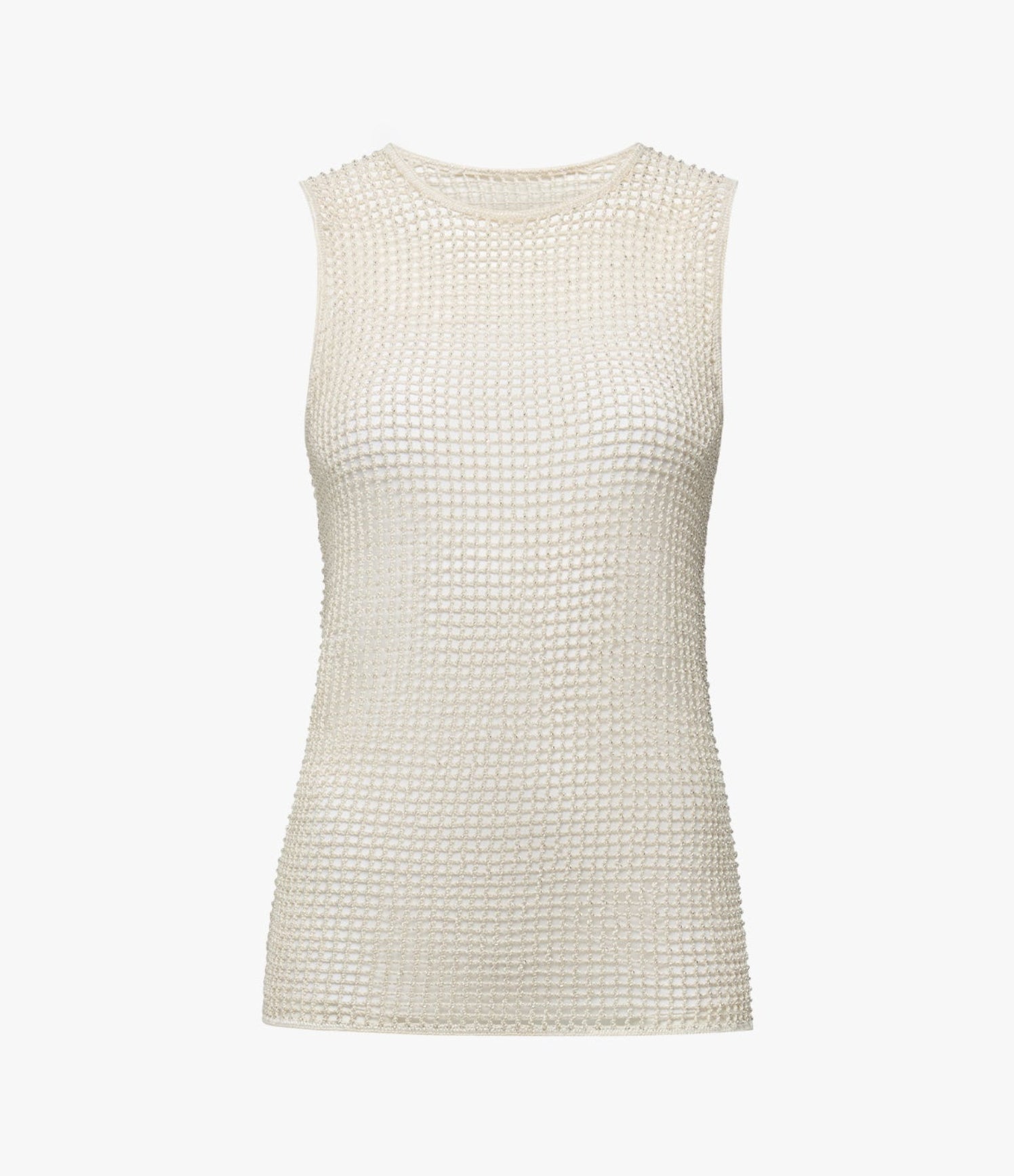 Another Tomorrow Beaded Shell in Cream – Viscose Women's Top