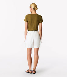 Another Tomorrow Crew Neck T-Shirt in Moss – Cotton Women's Top