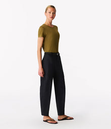 Another Tomorrow Curved Cargo Pant in Black – Cotton Women's Trousers