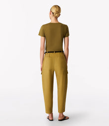 Another Tomorrow Curved Cargo Pant in Thyme – Cotton Women's Trousers