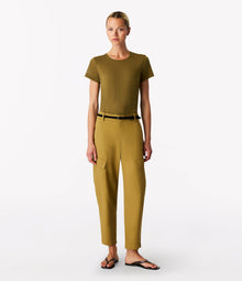 Another Tomorrow Curved Cargo Pant in Thyme – Cotton Women's Trousers