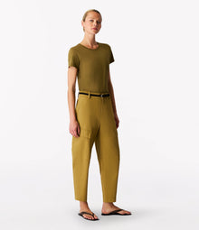 Another Tomorrow Curved Cargo Pant in Thyme – Cotton Women's Trousers