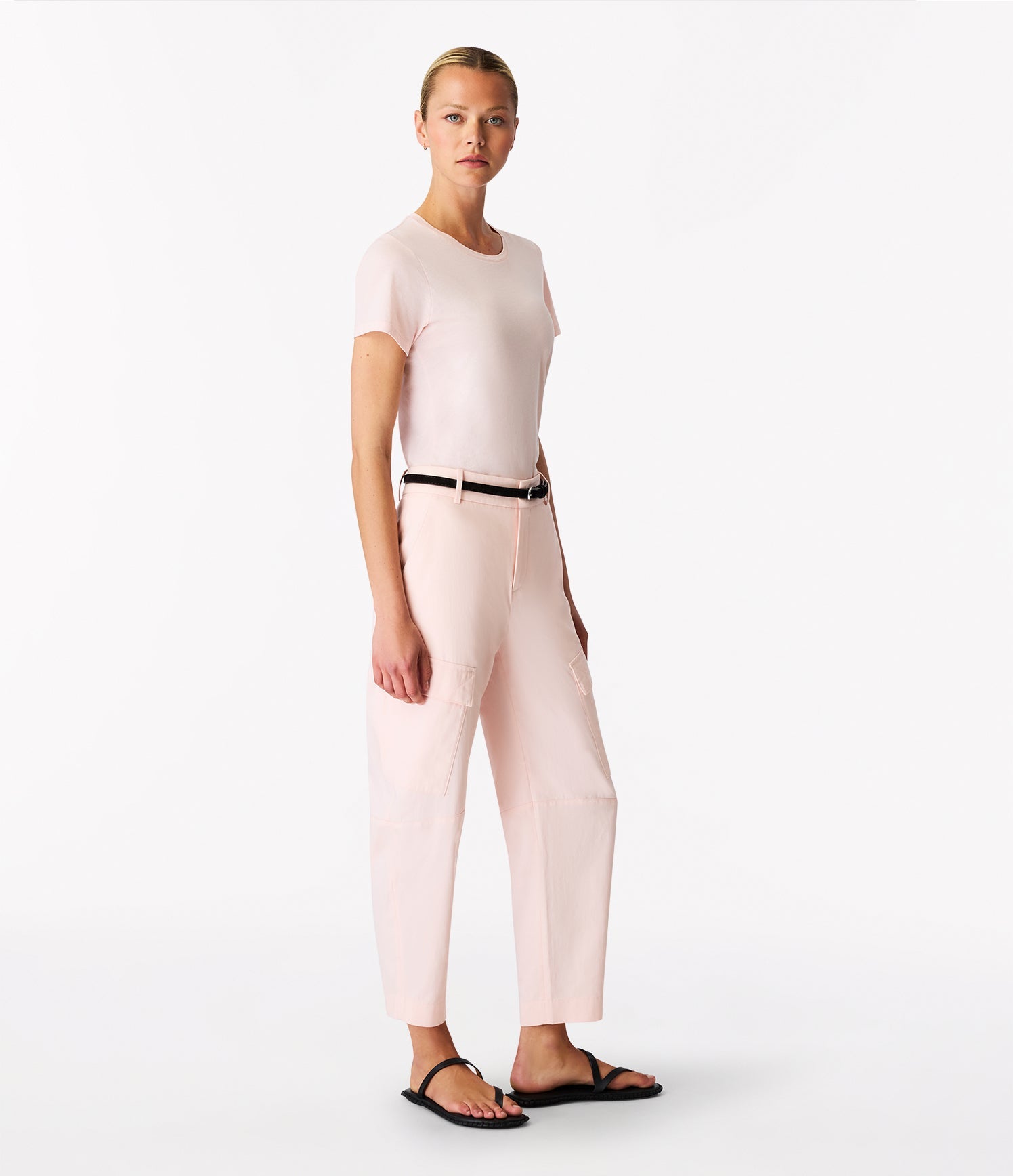 Another Tomorrow Curved Cargo Pant in Quartz – Cotton Women's Trousers