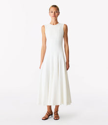 Another Tomorrow Panelled Flare Dress in White – Crêpe Women's Dress