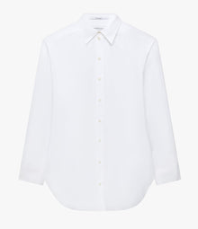 Another Tomorrow Pleat Back Poplin Shirt in White – Cotton Women's Top