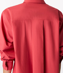 Another Tomorrow Pleat Back Poplin Shirt in Rhubarb – Cotton Women's Top
