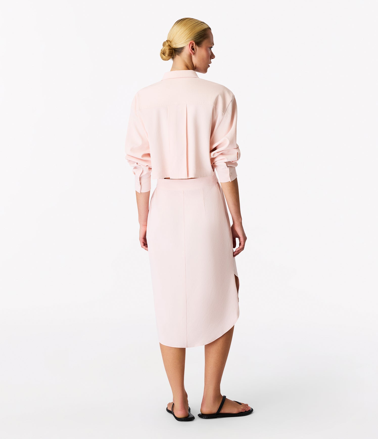 Another Tomorrow Pleat Back Shirt Dress in Quartz – Viscose Women's Dress