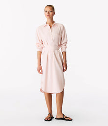 Another Tomorrow Pleat Back Shirt Dress in Quartz – Viscose Women's Dress