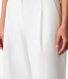 Another Tomorrow Relaxed Wide Leg Pant in Off White – Cotton Women's Trousers