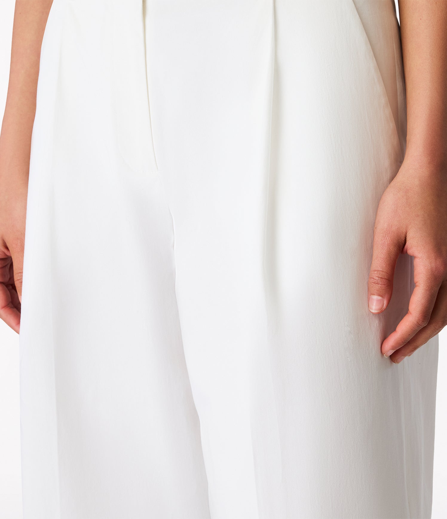 Another Tomorrow Relaxed Wide Leg Pant in Off White – Cotton Women's Trousers