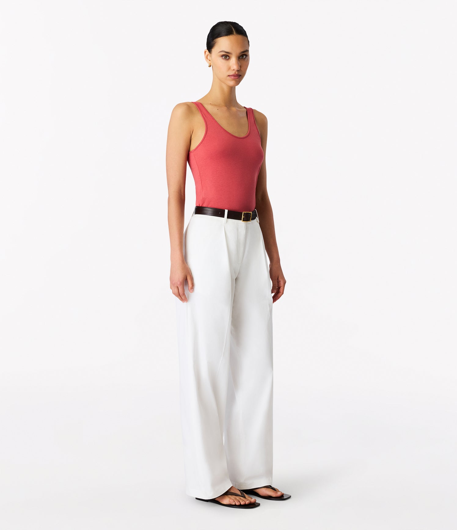 Another Tomorrow Slim Tank Top in Rhubarb – Cotton Women's Top