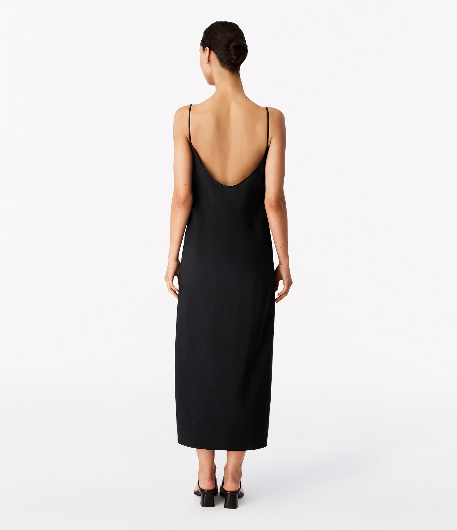 Another Tomorrow Square Neck Slip Dress in Black – Viscose Women's Dress