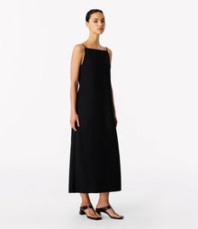 Another Tomorrow Square Neck Slip Dress in Black – Viscose Women's Dress