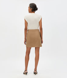 Another Tomorrow Tailored Mini Skirt in Camel – Cashmere Women's Skirt