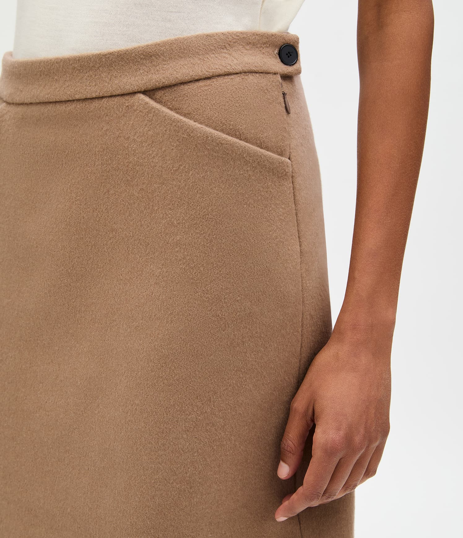 Another Tomorrow Tailored Mini Skirt in Camel – Cashmere Women's Skirt