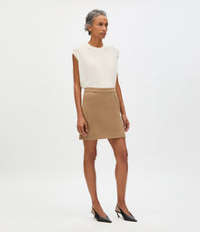 Another Tomorrow Tailored Mini Skirt in Camel – Cashmere Women's Skirt