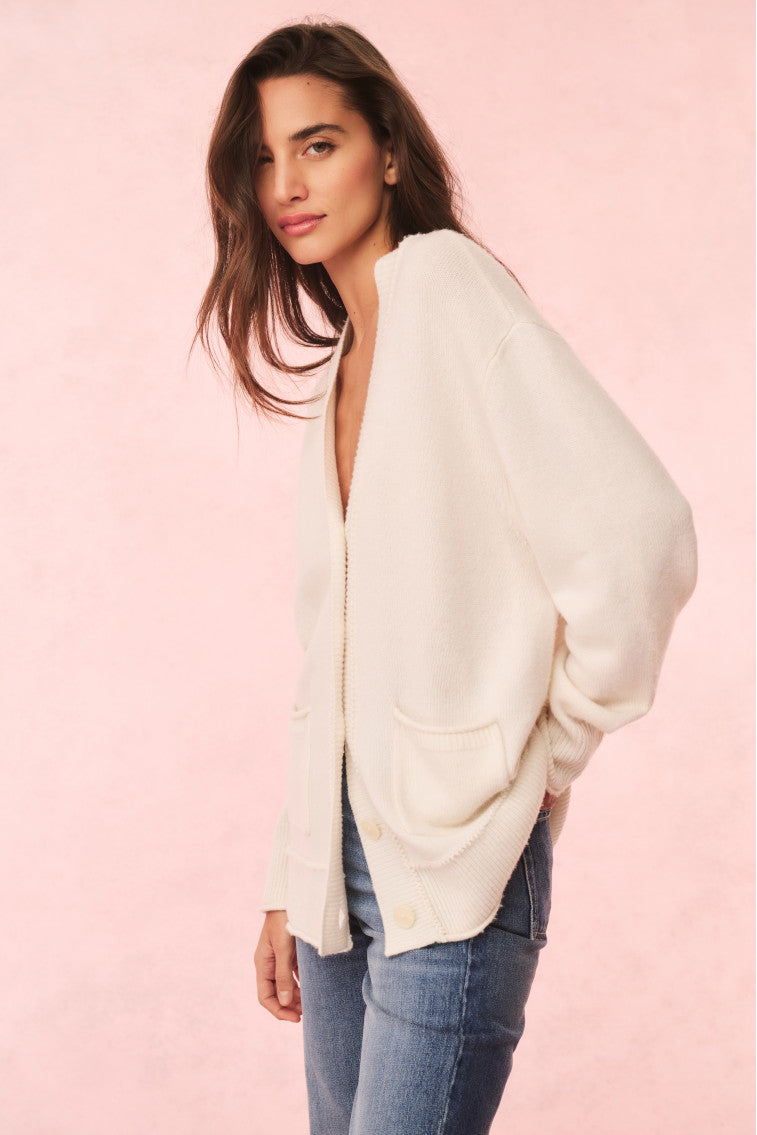 Applene Cashmere Cardigan | Shell White