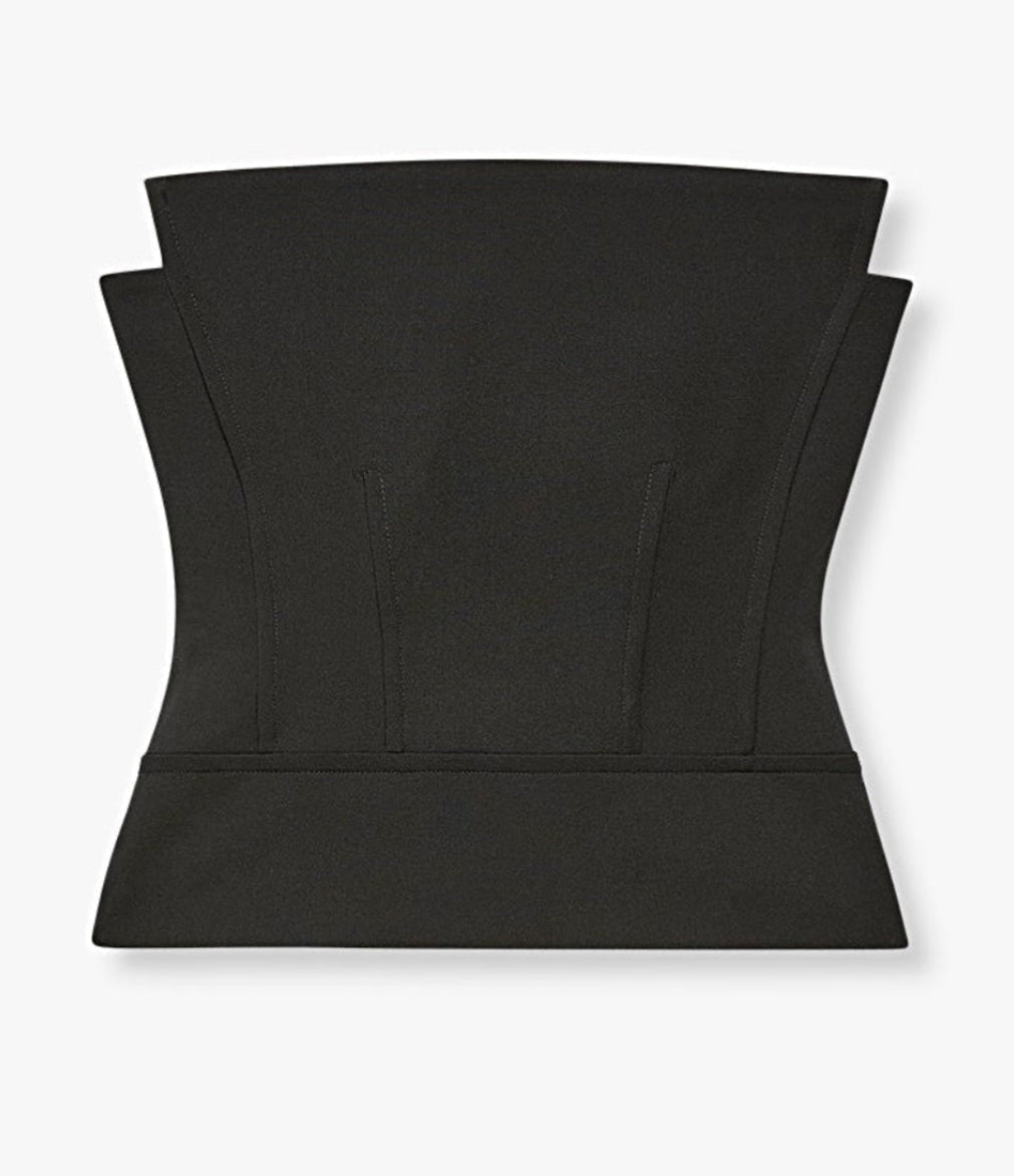 Another Tomorrow Double Face Architectural Bustier in Black – Wool Women's Top