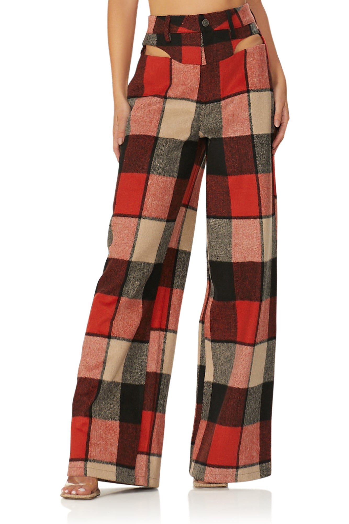 Willis Wide Leg Pant | Red Black Tan Plaid