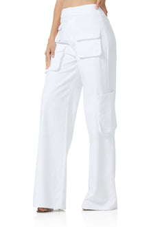 Maxwell Wide Leg Cargo Pants | Bright White