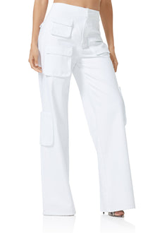 Maxwell Wide Leg Cargo Pants | Bright White