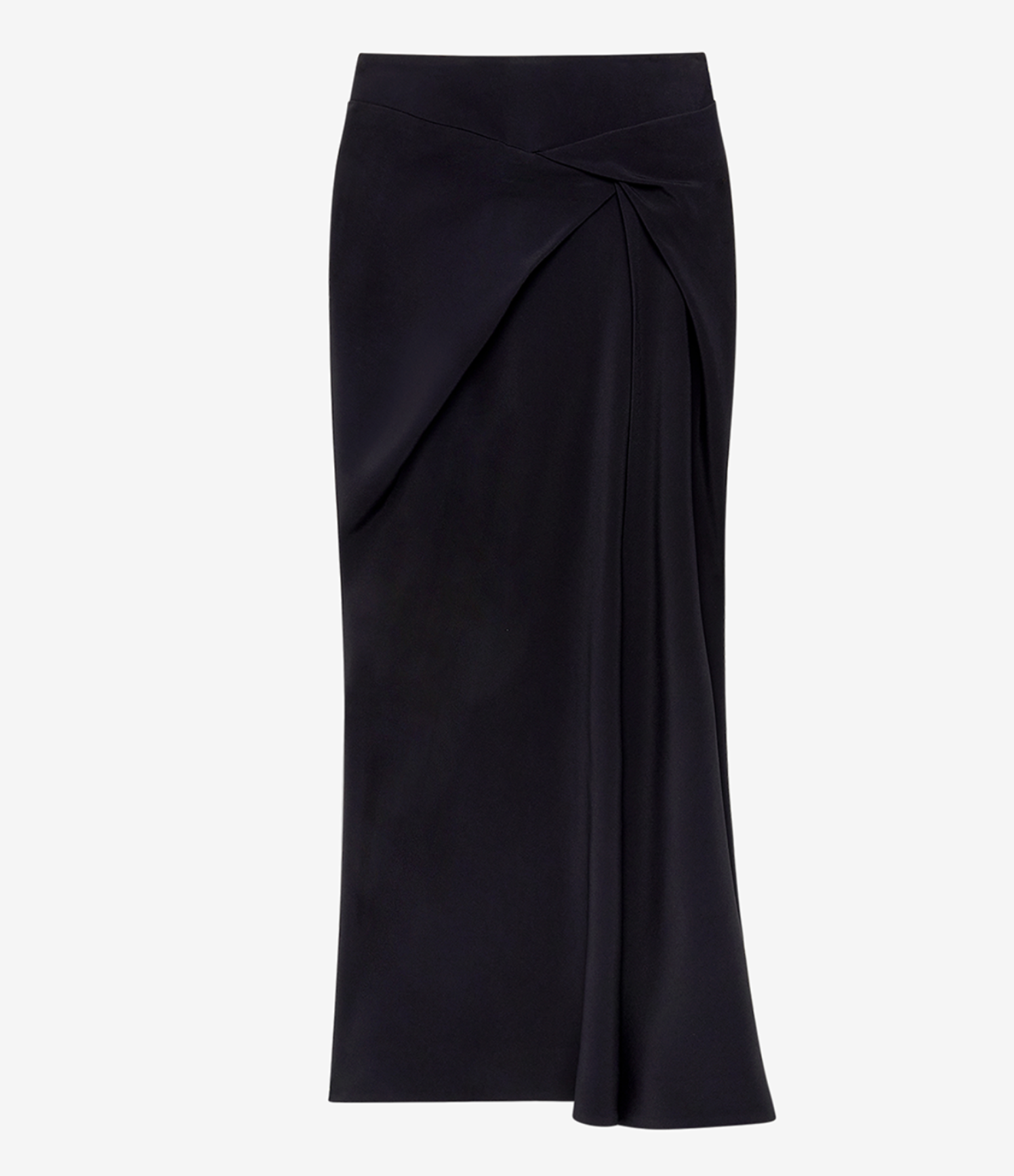 Another Tomorrow Asymmetrical Twist Skirt in Black – Crêpe Women's Skirt