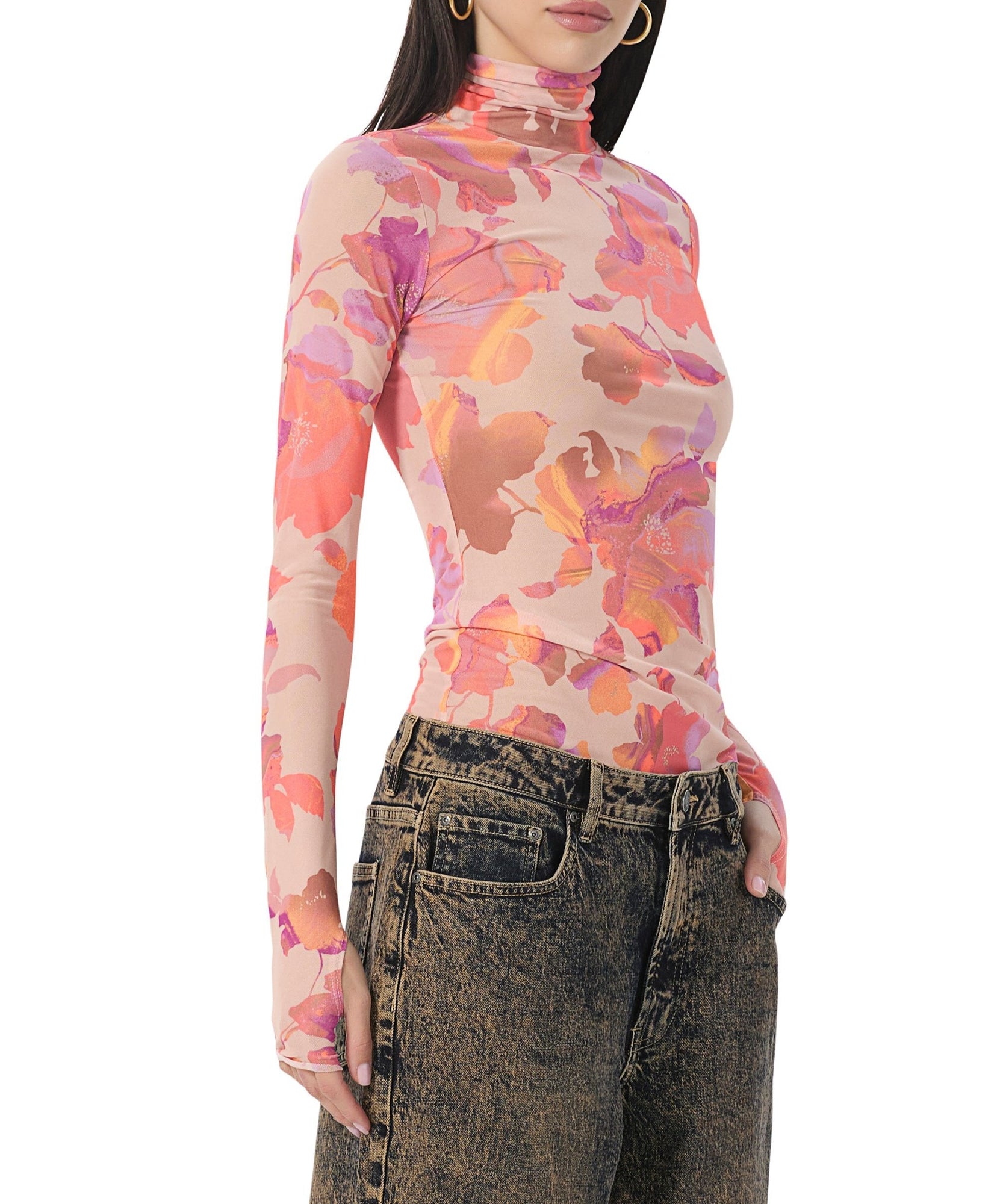 Zadie Top | Nude Marble Floral