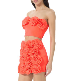 Este Rosette Top | Fiery Coral