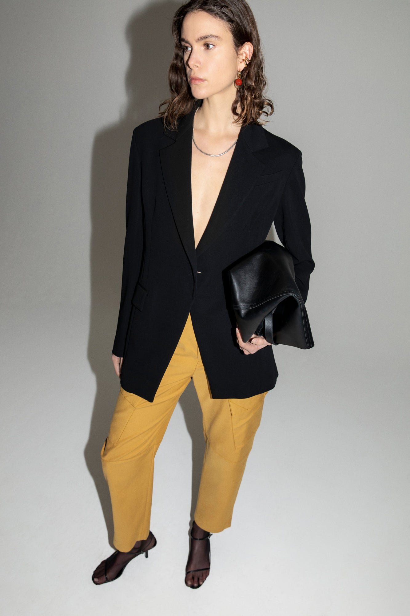 Another Tomorrow Curved Cargo Pant in Goldenrod – Cotton Women's Trousers