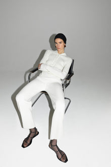 Another Tomorrow Rib Pant in Cream – Wool Women's Trousers