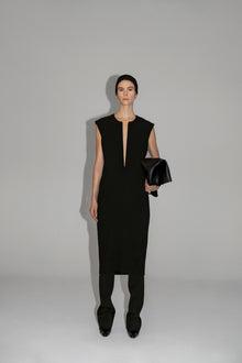 Another Tomorrow Cape Back Sheath Dress in Black – Wool Women's Dress