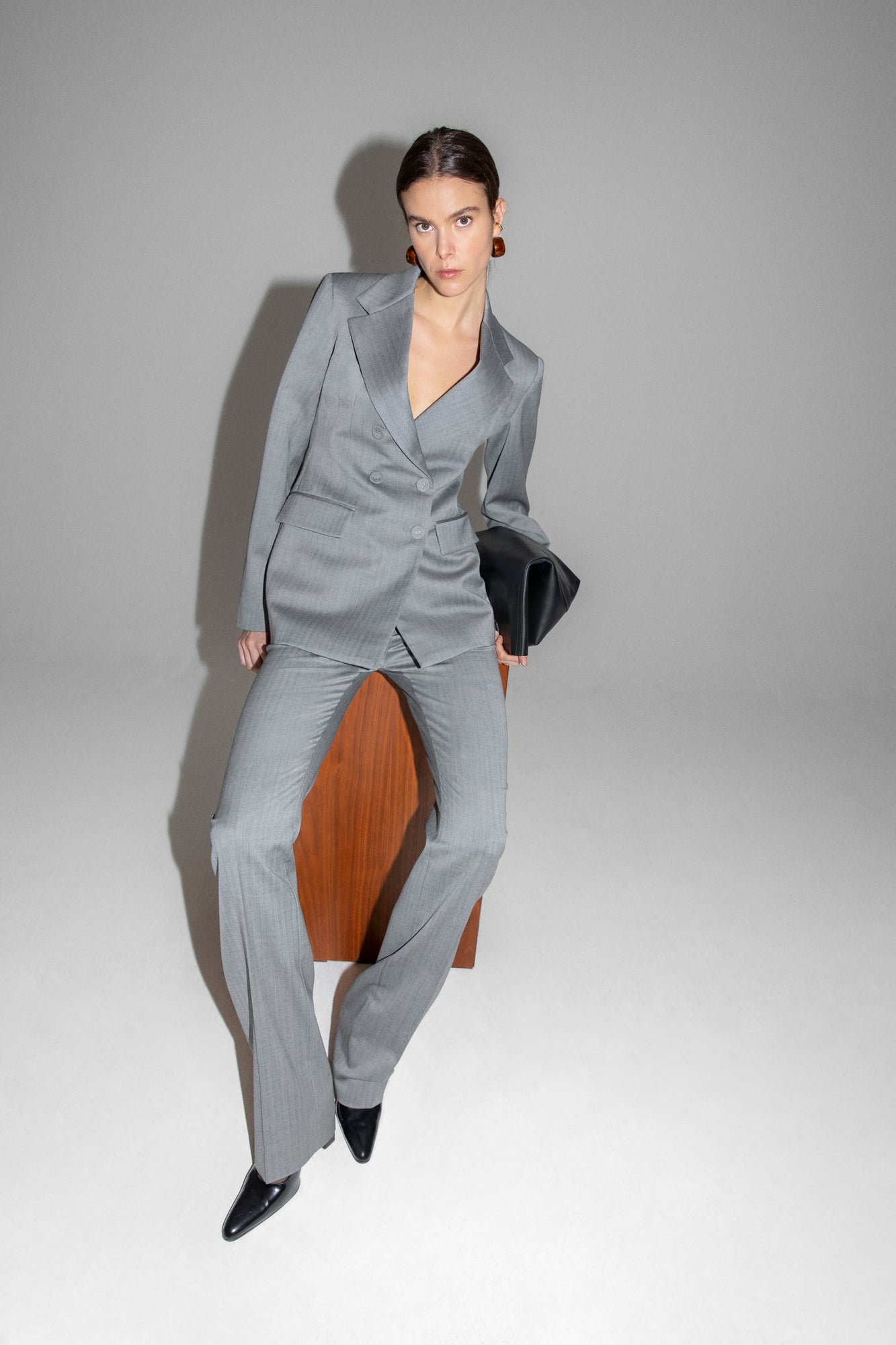 Another Tomorrow Straight Leg Trouser in Black – Wool Women's Trousers